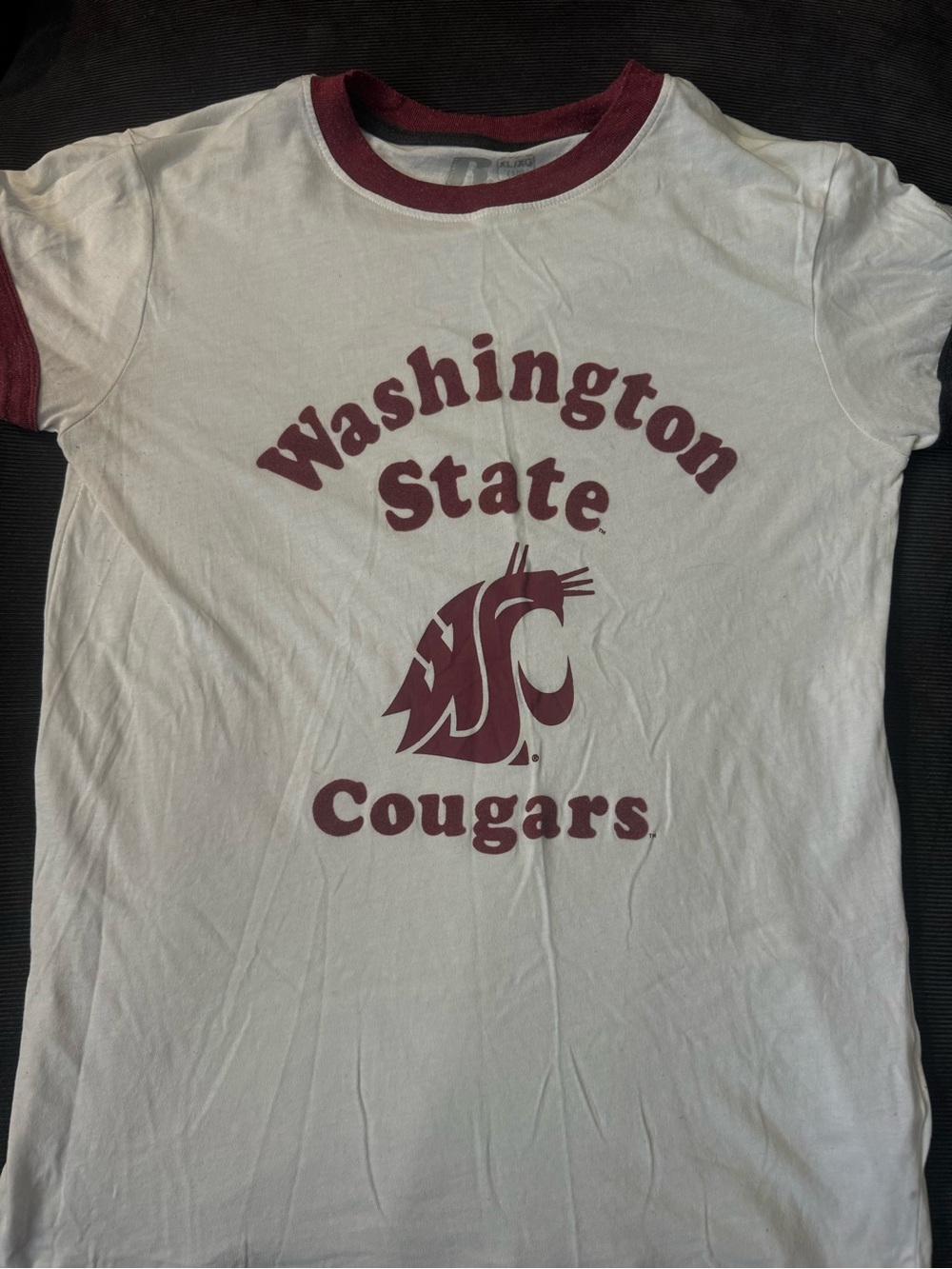 Washington State Kids Cougars Ringer Tee - White & Maroon